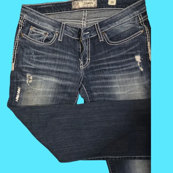 BKE Starlite Womens Flare Stretch Dark Wash Jeans Sz 28 - Picture 3 of 11